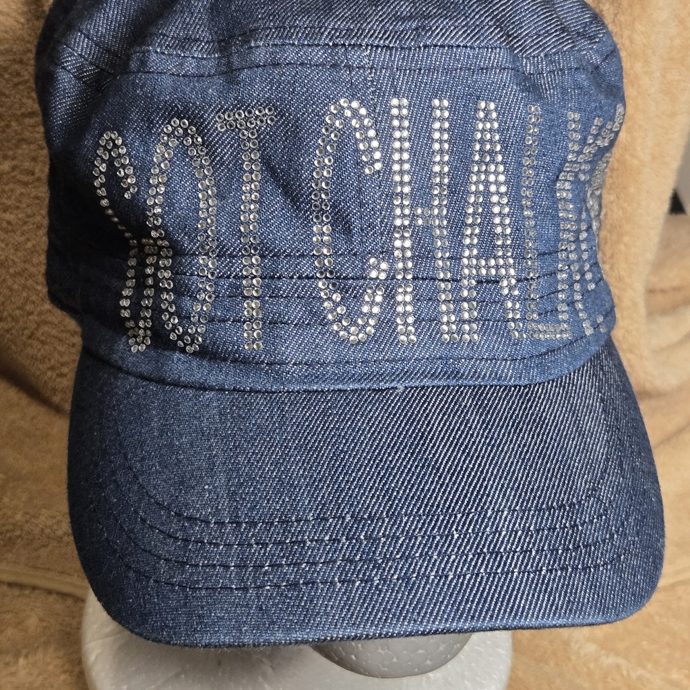 Denim Cap with Embroidered Text - Picture 2 of 14